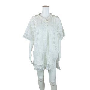 Vintage 1970s White Lace Beach Swim Cover Up Pool Tunic